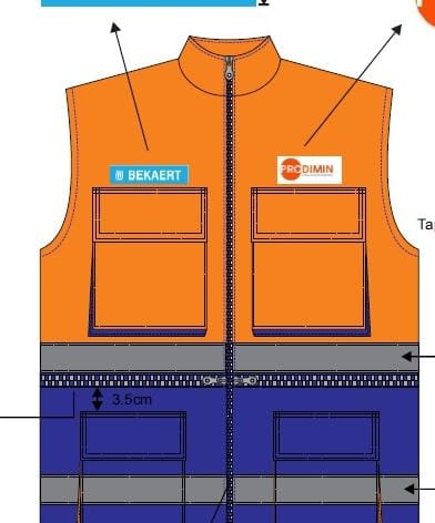 Diseño de chaleco naranja y azul